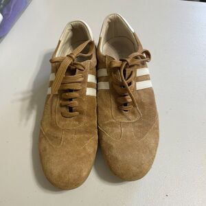 J. Crew brown tan made in Italy leather suede low profile sneakers trainers